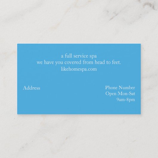 Cute Cartoon Spa Visitekaartje (Achterkant)