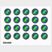 Cute Cartoon Space Dinosaur Ronde Sticker (Vel)