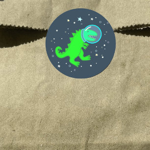 Cute Cartoon Space Dinosaur Ronde Sticker