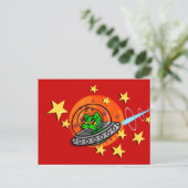 CUTE CARTOON SPACE KITTY CAT HORIZONTAL BRIEFKAART (Staand voorkant)