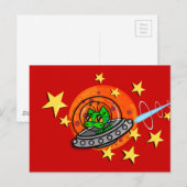 CUTE CARTOON SPACE KITTY CAT HORIZONTAL BRIEFKAART (Voorkant / Achterkant)