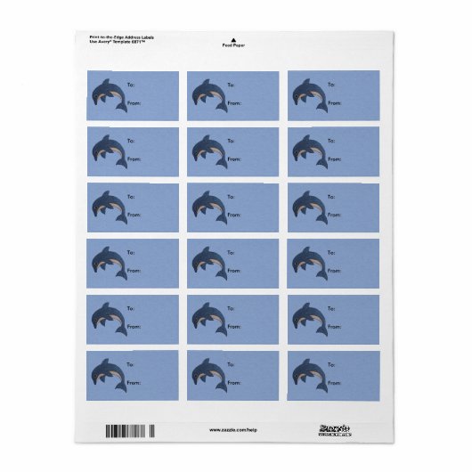 Cute Cartoon Sparkle like Blue Jumping dolphin Etiket (Full Sheet)