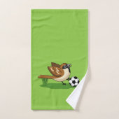 Cute Cartoon Sparrow Pplay Soccer Bad Handdoek (Handdoek)