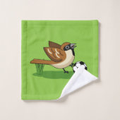 Cute Cartoon Sparrow Pplay Soccer Bad Handdoek (Wasdoekje)