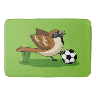 Cute Cartoon Sparrow Pplay Soccer Badmat