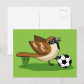 Cute Cartoon Sparrow Pplay Soccer Briefkaart (Voorkant / Achterkant)
