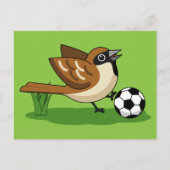 Cute Cartoon Sparrow Pplay Soccer Briefkaart (Voorkant)