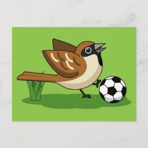 Cute Cartoon Sparrow Pplay Soccer Briefkaart