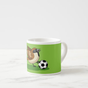 Cute Cartoon Sparrow Pplay Soccer Espresso Kop