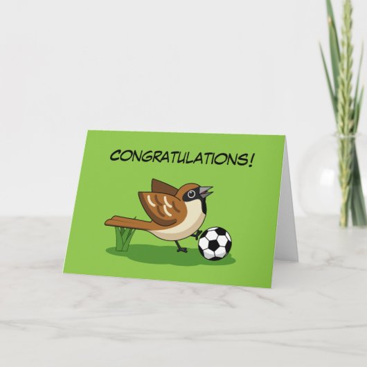 Cute Cartoon Sparrow Pplay Soccer Kaart (Voorkant)