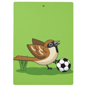 Cute Cartoon Sparrow Pplay Soccer Klembord