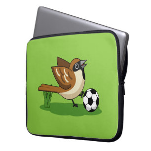 Cute Cartoon Sparrow Pplay Soccer Laptop Sleeve
