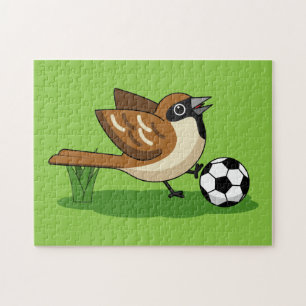 Cute Cartoon Sparrow Pplay Soccer Legpuzzel