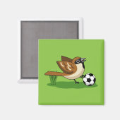 Cute Cartoon Sparrow Pplay Soccer Magneet (Voorkant / Achterkant)