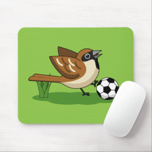 Cute Cartoon Sparrow Pplay Soccer Muismat