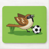Cute Cartoon Sparrow Pplay Soccer Muismat (Voorkant)