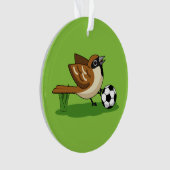 Cute Cartoon Sparrow Pplay Soccer Ornament (voorkant)