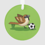 Cute Cartoon Sparrow Pplay Soccer Ornament (achterkant)