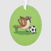 Cute Cartoon Sparrow Pplay Soccer Ornament (voorkant)