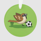 Cute Cartoon Sparrow Pplay Soccer Ornament (voorkant)