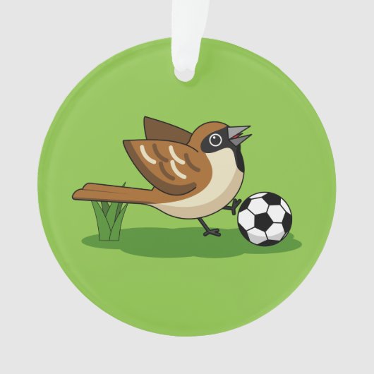 Cute Cartoon Sparrow Pplay Soccer Ornament (voorkant)