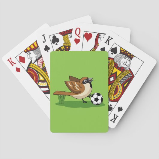 Cute Cartoon Sparrow Pplay Soccer Pokerkaarten (Achterkant)