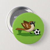 Cute Cartoon Sparrow Pplay Soccer Ronde Button 7,6 Cm (Voorkant /achterkant)