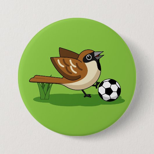 Cute Cartoon Sparrow Pplay Soccer Ronde Button 7,6 Cm (Voorkant)