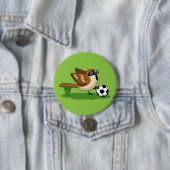 Cute Cartoon Sparrow Pplay Soccer Ronde Button 7,6 Cm (In situ)