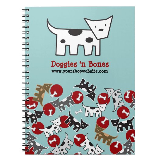 Cute Cartoon Spotted Doggies & Bones Pet Notebook Notitieboek (Voorkant)