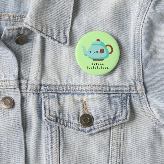 Cute cartoon "spread positivitea"-thee ronde button 5,7 cm (In situ)
