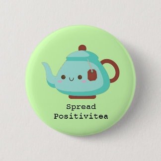 Cute cartoon "spread positivitea"-thee ronde button 5,7 cm