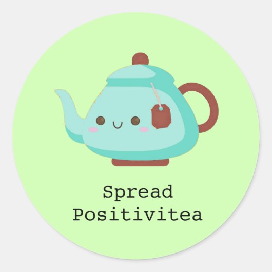 Cute cartoon "spread positivitea"-thee ronde sticker (Voorkant)