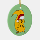 Cute Cartoon Squirrel in Santa Hat Kerstmis Keramisch Ornament (Rechts)