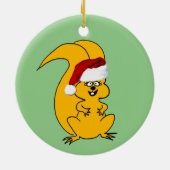 Cute Cartoon Squirrel in Santa Hat Kerstmis Keramisch Ornament (Achterkant)