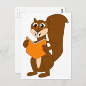 Cute Cartoon Squirrel met Glasses Reading Book Briefkaart (Voorkant / Achterkant)