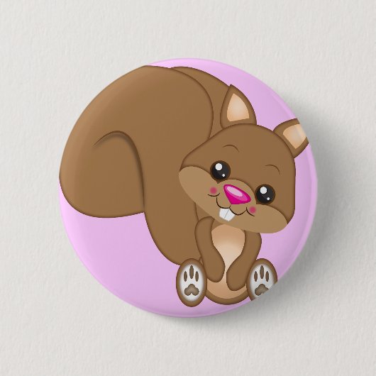 Cute Cartoon Squirrel Ronde Button 5,7 Cm (Voorkant)