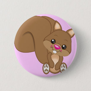 Cute Cartoon Squirrel Ronde Button 5,7 Cm
