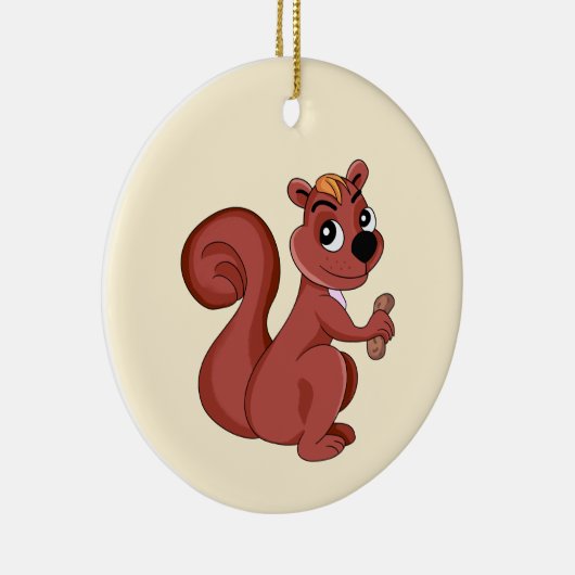 Cute cartoon squirrel with a peanut  keramisch ornament (Rechts)