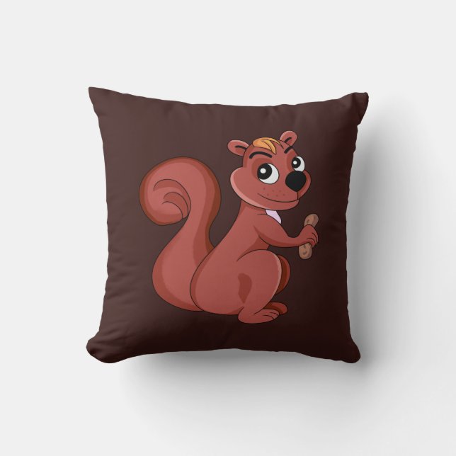 Cute cartoon squirrel with a peanut kussen (Voorkant)