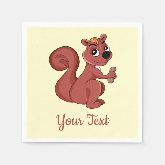 Cute cartoon squirrel with a peanut  napkins servet (Voorkant)