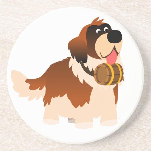 Cute Cartoon St Bernard Onderzetter (Voorkant)