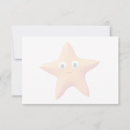 Cute Cartoon Starfish Blue Ocean Custom Monogram Notitiekaartje (Achterkant)