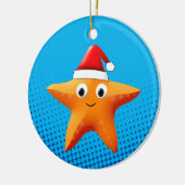 Cute Cartoon Starfish Santa Hat Keramisch Ornament (Links)