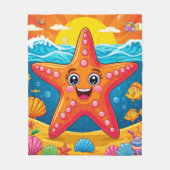 Cute Cartoon Starfish Smiling Underwater Fleece Deken (Voorkant)