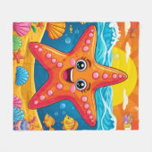 Cute Cartoon Starfish Smiling Underwater Fleece Deken (Voorkant (Horizontaal))