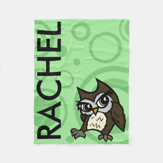 CUTE CARTOON STYLE OWL FLEECE BLANKET DEKEN (Voorkant)