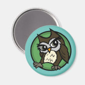 CUTE CARTOON STYLE OWL ROUND MAGNET (Voorkant / Achterkant)