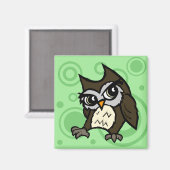 CUTE CARTOON STYLE OWL SQUARE MAGNET (Voorkant / Achterkant)