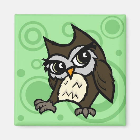 CUTE CARTOON STYLE OWL SQUARE MAGNET (Voorkant)